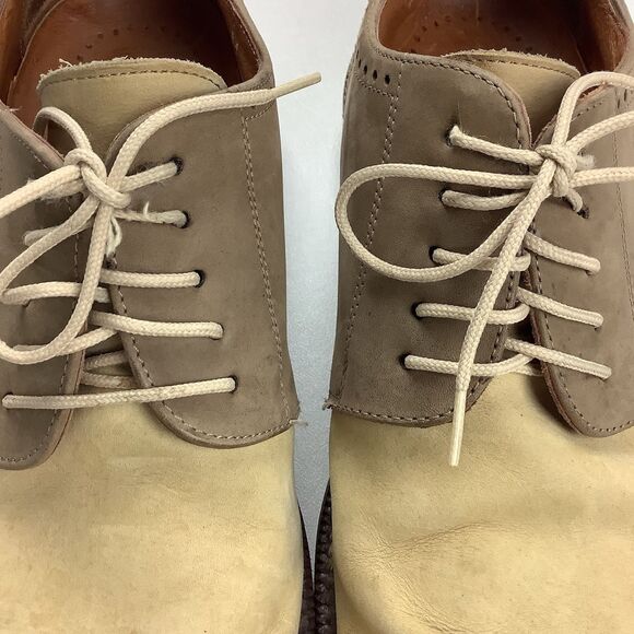 Johnston Murphy Italy Passport Leather Shoes Men\'s 11.5 Oxford Brogue Beige Tan